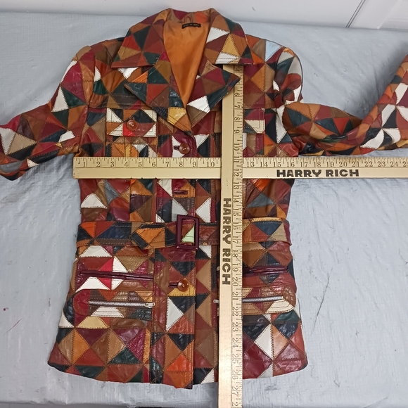 Multicolor Patchwork Leather Jacket - Picture 7 of 10